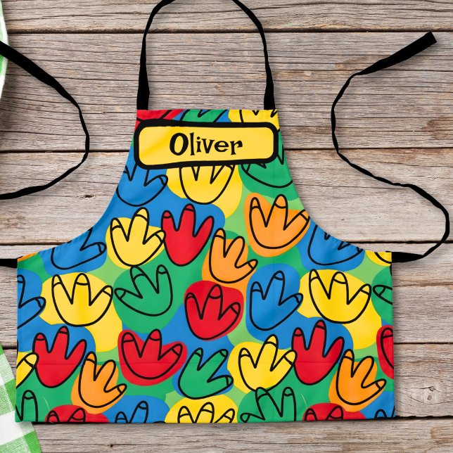 Colourful Dinosaur Footprints Apron (Creator Uploaded)