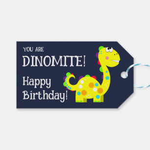 Colourful Dinosaur Happy Birthday  Gift Tags