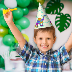 Colourful Dinosaur Partysaurus Birthday Party Party Hat