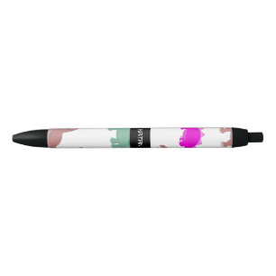 Colourful Dinosaur Pattern  Black Ink Pen