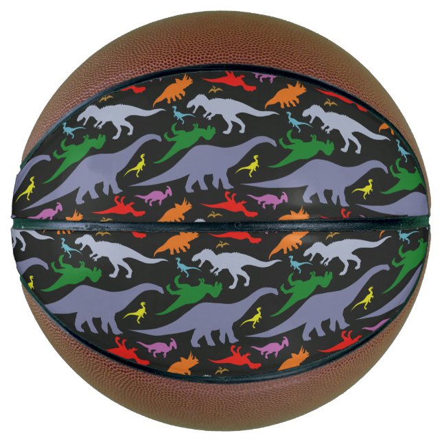 Colourful Dinosaur Pattern (Dark) Basketball (Front)