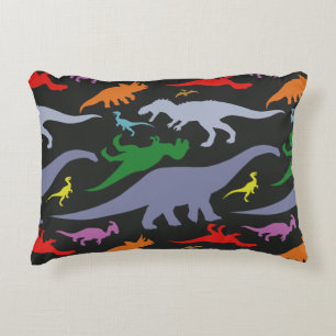 Colourful Dinosaur Pattern (Dark) Decorative Cushion