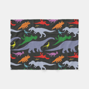Colourful Dinosaur Pattern (Dark) Fleece Blanket