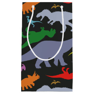 Colourful Dinosaur Pattern (Dark) Small Gift Bag
