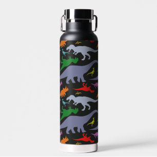 Colourful Dinosaur Pattern (Dark) Water Bottle