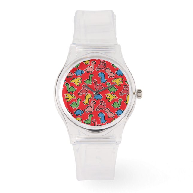 Colourful Dinosaur Pattern Kids Watch (Front)
