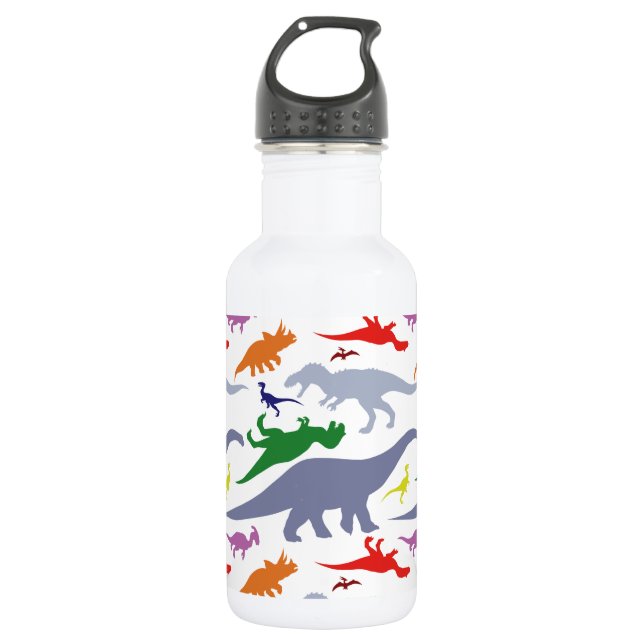 Colourful Dinosaur Pattern (Light) 532 Ml Water Bottle (Front)