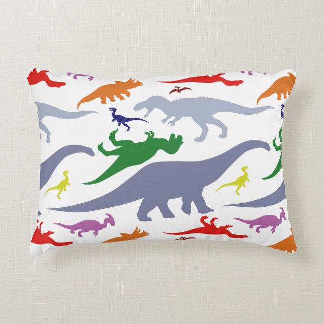 Colourful Dinosaur Pattern (Light) Decorative Cushion (Front)