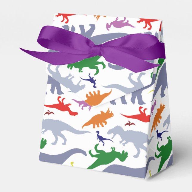 Colourful Dinosaur Pattern (Light) Favour Box (Front Side)