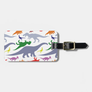 Colourful Dinosaur Pattern (Light) Luggage Tag