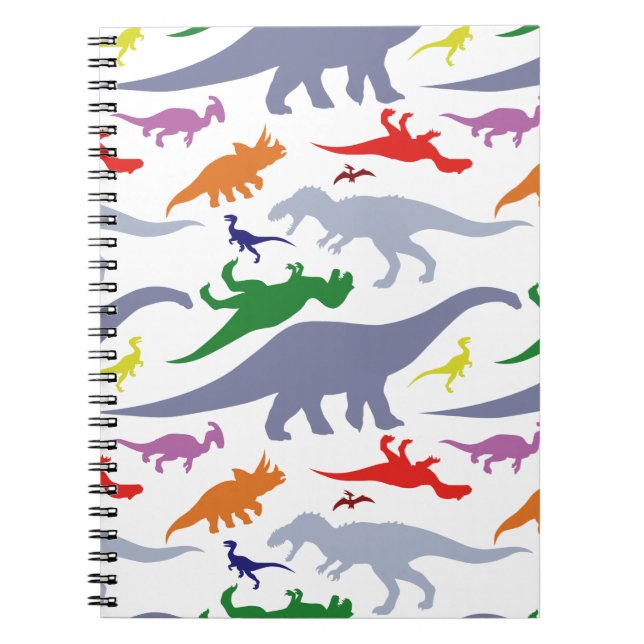 Colourful Dinosaur Pattern (Light) Notebook (Front)