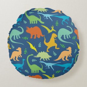 Colourful Dinosaur Pattern Round Cushion