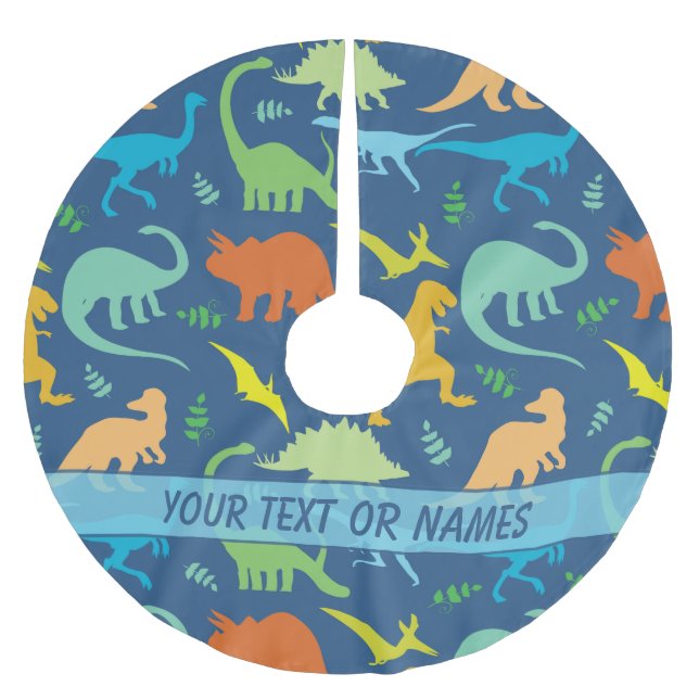 Colourful Dinosaur Pattern to Personalise Brushed Polyester Tree Skirt (Front)