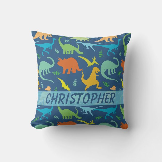 Colourful Dinosaur Pattern to Personalise Cushion (Front)