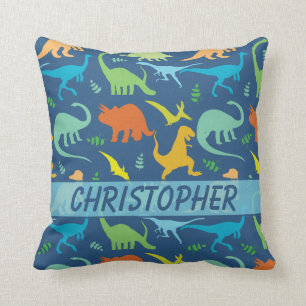 Colourful Dinosaur Pattern to Personalise Cushion
