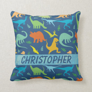 Colourful Dinosaur Pattern to Personalise Cushion