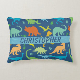 Colourful Dinosaur Pattern to Personalise Decorative Cushion