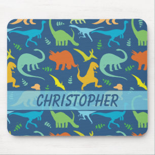 Colourful Dinosaur Pattern to Personalise Mouse Mat