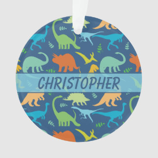 Colourful Dinosaur Pattern to Personalise Ornament