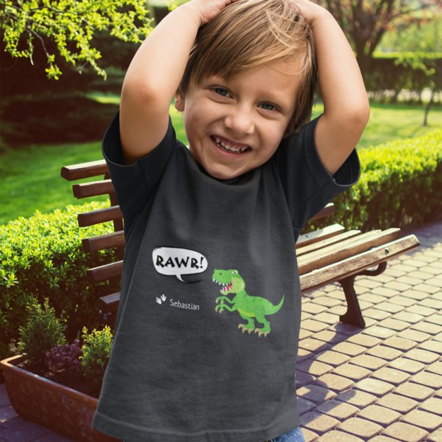 Colourful Dinosaur Pattern with Name T-Rex Boy Toddler T-Shirt (Creator Uploaded)