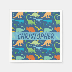 Colourful Dinosaur Personalise Napkin