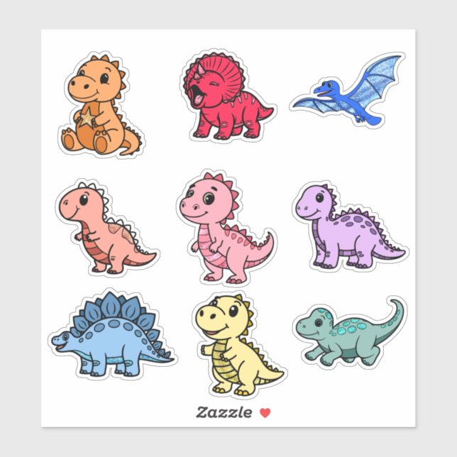 Colourful Dinosaur Stickers for Kids - Fun & Uniqu (Sheet)