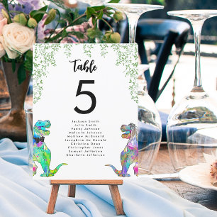Colourful Dinosaur theme Wedding Table Chart
