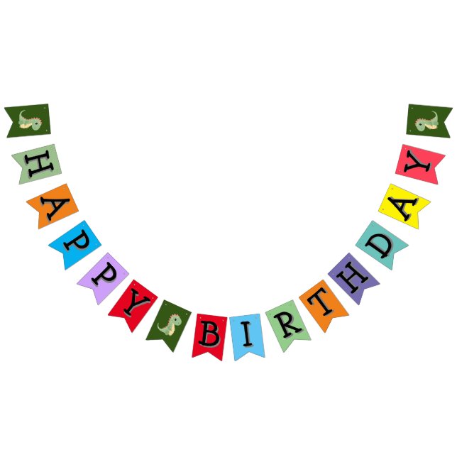 Colourful Dinosaur Themed "Happy Birthday"  Bunting (All)