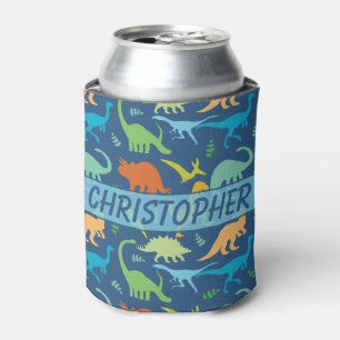 Colourful Dinosaur to Personalise Can Cooler