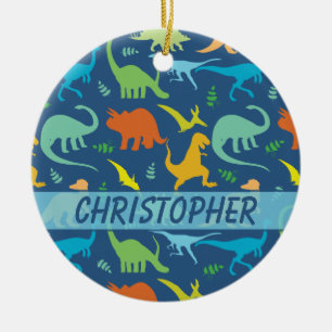 Colourful Dinosaur to Personalise Ceramic Tree Decoration