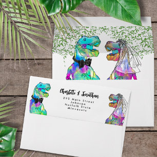 Colourful Dinosaur Wedding Return Address  Envelop Envelope