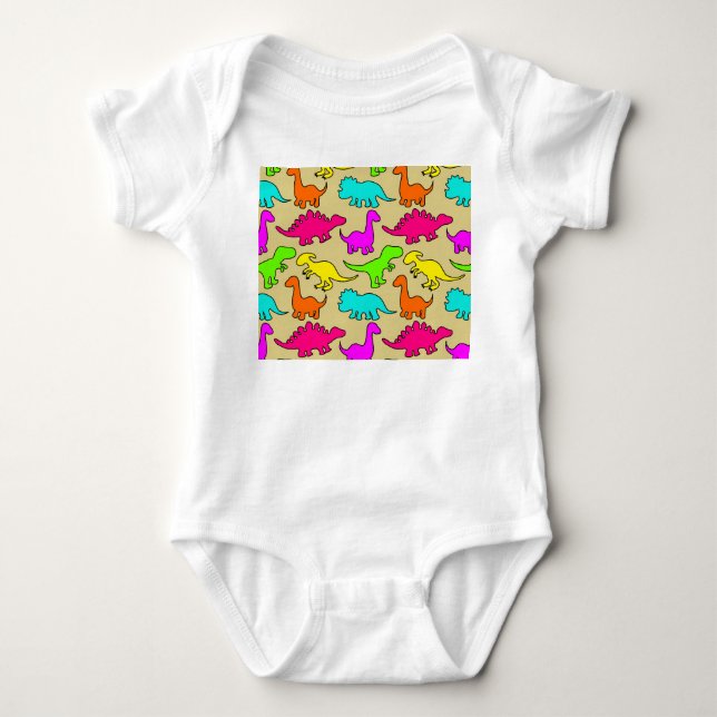Colourful Dinosaurs Baby Bodysuit (Front)