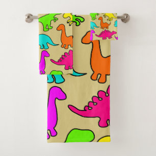 Colourful Dinosaurs Bath Towel Set