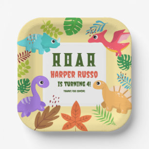 Colourful Dinosaurs birthday party  Paper Plate