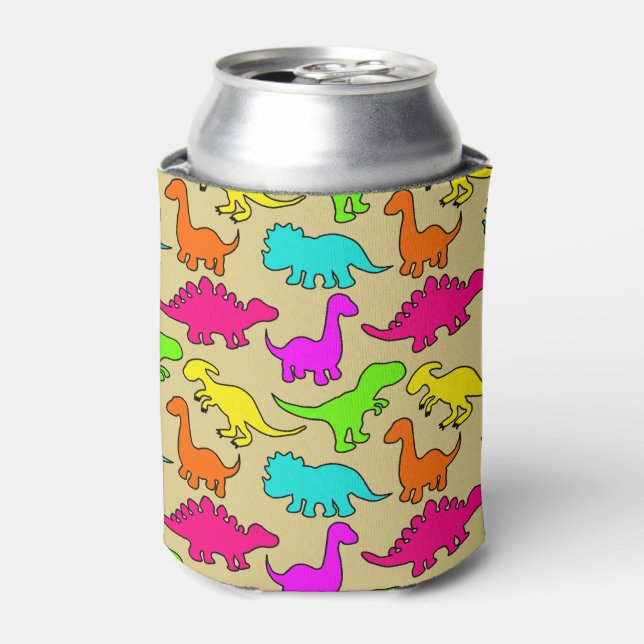 Colourful Dinosaurs Can Cooler (Can Front)