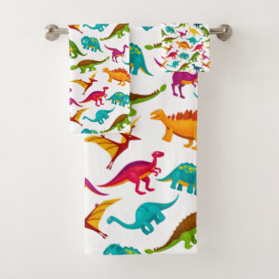 Colourful Dinosaurs Design Bath Towel Set