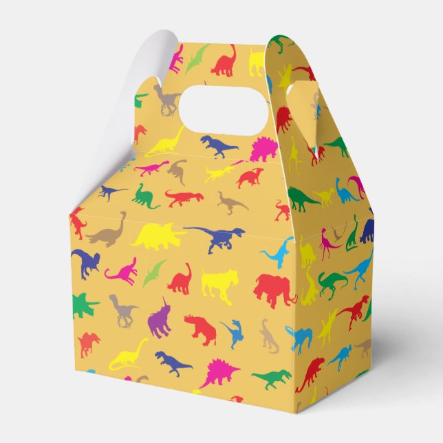 Colourful dinosaurs favour box (Front Side)