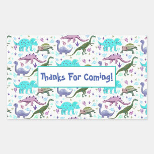Colourful Dinosaurs Galore Thank You Party Rectangular Sticker