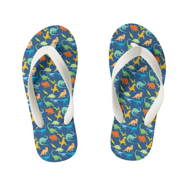 Colourful Dinosaurs Kid's Flip Flops (Footbed)