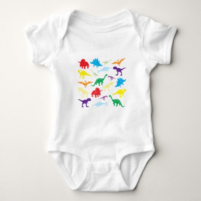 Colourful Dinosaurs Kids Pattern Baby Bodysuit (Front)