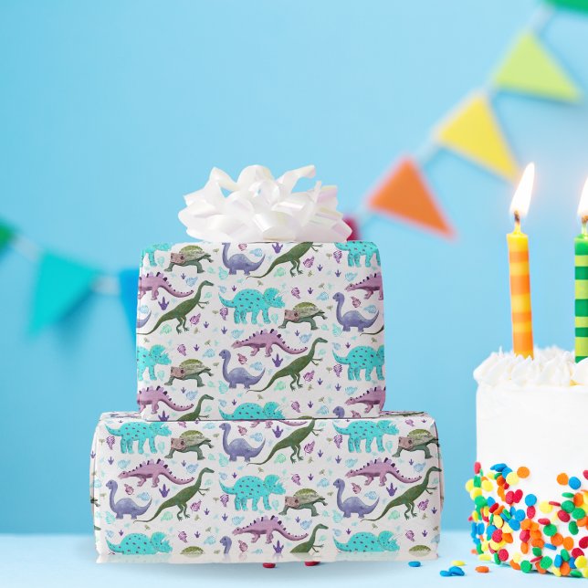 Colourful Dinosaurs Mania Wrapping Paper (Creator Uploaded)