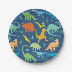 Colourful Dinosaurs Paper Plate