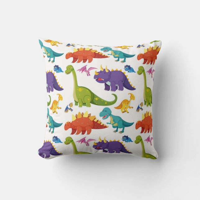 Colourful dinosaurs pattern cushion (Front)