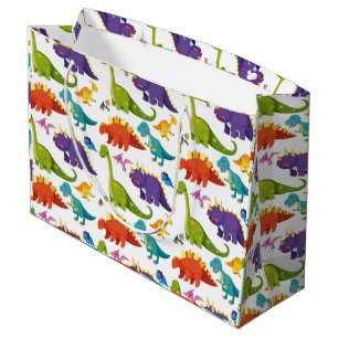 Colourful dinosaurs pattern large gift bag