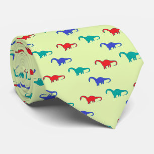 Colourful dinosaurs pattern on green tie