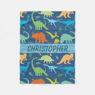 Colourful Dinosaurs Personalised Fleece Blanket