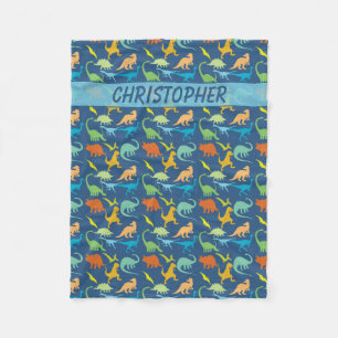 Colourful Dinosaurs Personalised Fleece Blanket