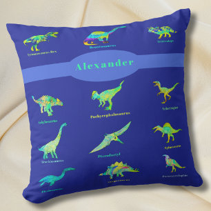 Colourful Dinosaurs Personalised Name  Cushion