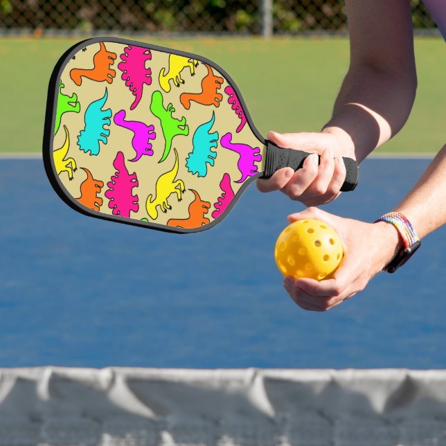 Colourful Dinosaurs Pickleball Paddle (Insitu)