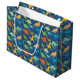 Colourful Dinosaurs Smaller Print Large Gift Bag